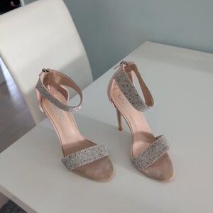 EGO Silver and Tan Strappy Heels